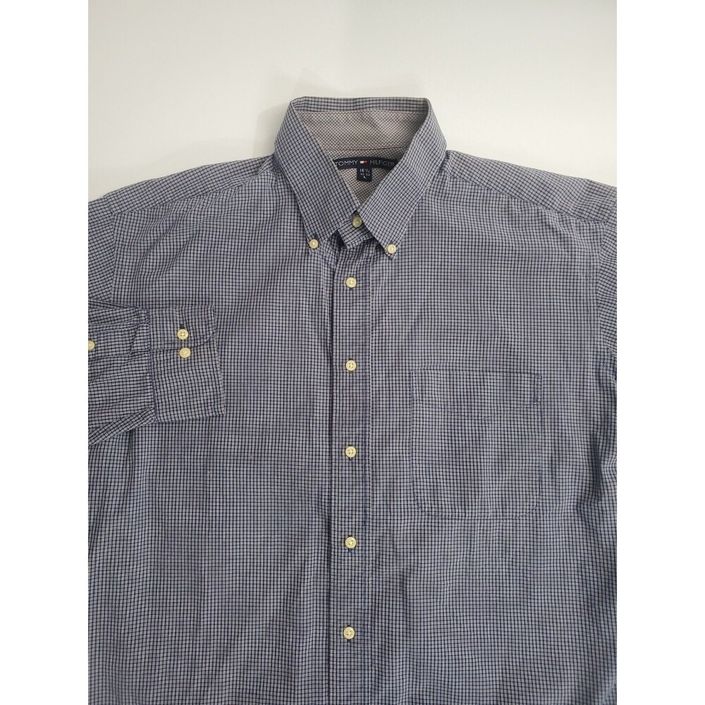 Tommy Hilfiger Men's Long Sleeve Button Down Dress Shirt, L 16.5 32-33